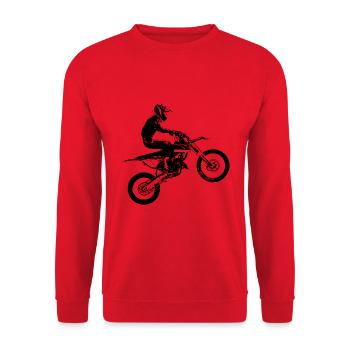 Motocross Jumping Motorrad Cross Circuit für Biker - Unisex Pullover - Rot - Vorne - Alina (178cm) & Michal (187cm)