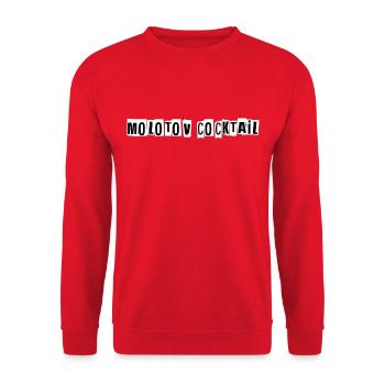 Molotow-Cocktail (Schwarz auf Weiß) - Unisex Pullover - Rot - Vorne - Alina (178cm) & Michal (187cm)