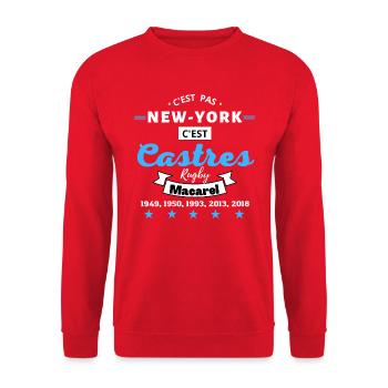 It's not NEW YORK, it's Castres Rugby.B - Unisex Sweatshirt - red - Front - Alina (178cm) & Michal (187cm)