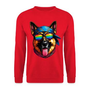 Berger Allemand L’Artiste Rap - Sweat-shirt Unisexe - rouge - Devant - Alina (178cm) & Michal (187cm)