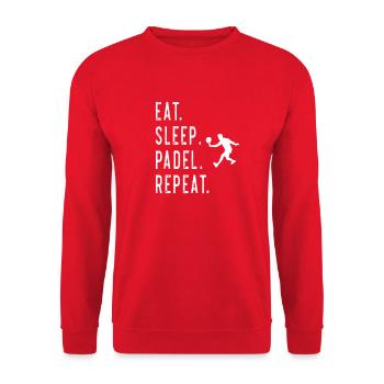Eat Sleep Padel Wiederholen Sie Funny Gift Idea Padel - Unisex Pullover - Rot - Vorne - Alina (178cm) & Michal (187cm)