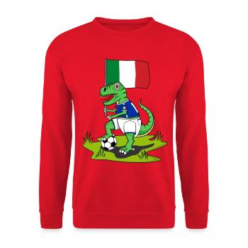 Italy Flag Dinosaur Rex Football - Unisex Sweatshirt - red - Front - Alina (178cm) & Michal (187cm)