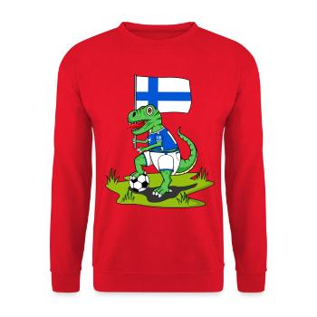 Drapeau de la Finlande Dinosaure Rex Football - Sweat-shirt Unisexe - rouge - Devant - Alina (178cm) & Michal (187cm)