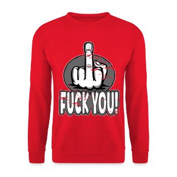 Middle Finger Stinky Finger Fuck You Design - Unisex Sweatshirt - red - Front - Alina (178cm) & Michal (187cm)