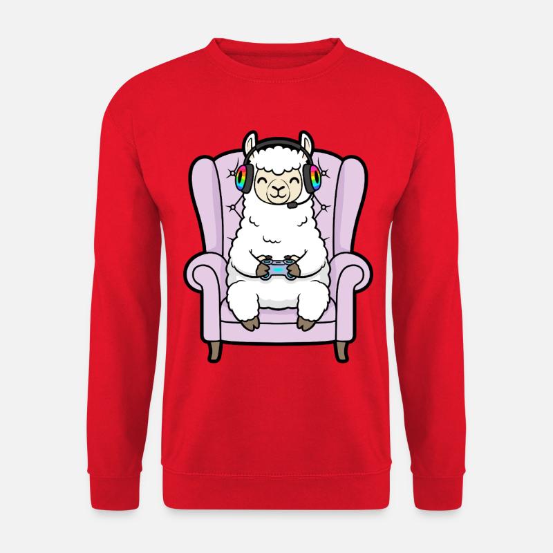 Gamer Llama Alpaca Videospielkunst - Unisex Pullover - Rot