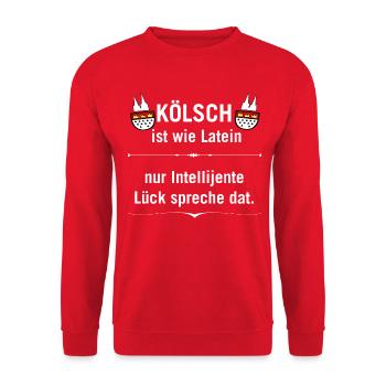 Kölsch ist wie Latein - Unisex Pullover - Rot - Vorne - Alina (178cm) & Michal (187cm)