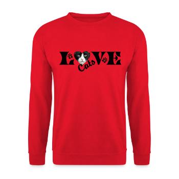 Love Cats, déclaration pour les fans de chats - Sweat-shirt Unisexe - rouge - Devant - Alina (178cm) & Michal (187cm)