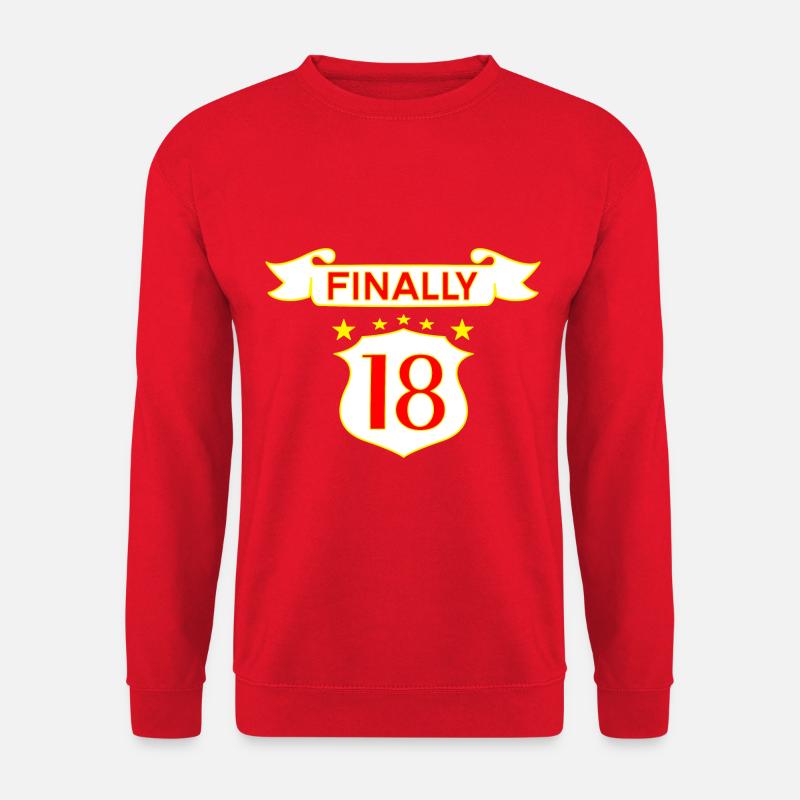Geschenkideen 18 Geburtstag 18 Zahl Spruch - Unisex Pullover - Rot