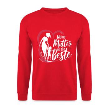 Muttertag Meine Mutter ist die beste - Unisex Pullover - Rot - Vorne - Alina (178cm) & Michal (187cm)