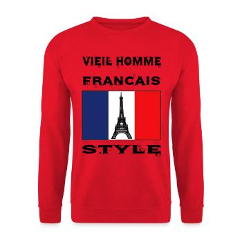 Alter Mann, Franzose, Vieil Homme Français Style - Unisex Pullover - Rot - Vorne - Alina (178cm) & Michal (187cm)