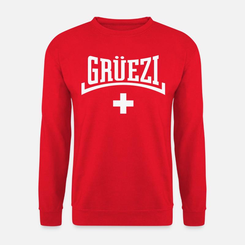 Grüezi (Schweiz / Schweizerfahne / Konkav) - Unisex Pullover - Rot