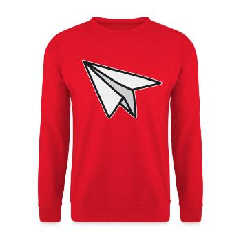 Leichtigkeit und Freiheit Papierflieger - Unisex Pullover - Rot - Vorne - Alina (178cm) & Michal (187cm)