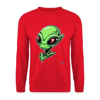 Super Chic Alien - Unisex Sweatshirt - red - Front - Alina (178cm) & Michal (187cm)