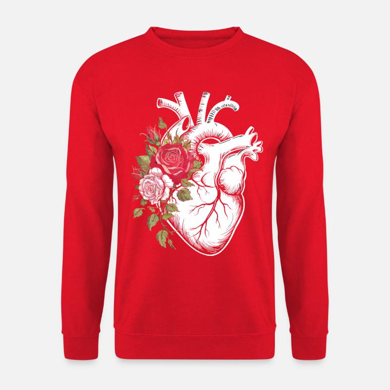 Blumenherz Anatomieillustration - Unisex Pullover - Rot