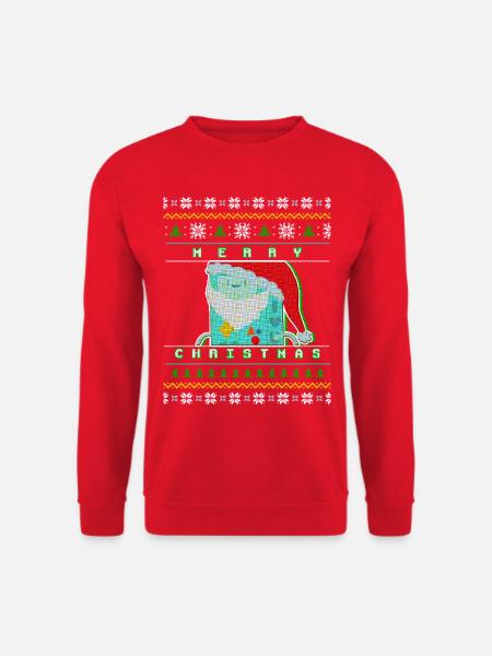 Merry Christmas Pixel Santa "Ugly Xmas Sweater" - Unisex Sweatshirt - red