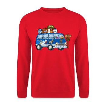 Griechenland Camper Wohnmobil - Unisex Pullover - Rot - Vorne - Alina (178cm) & Michal (187cm)