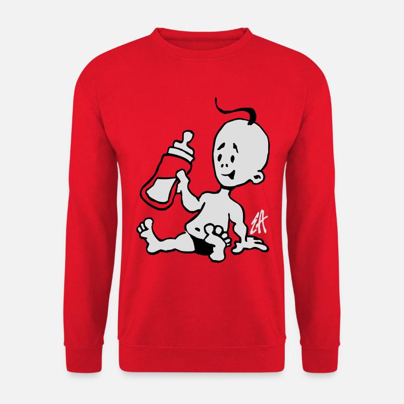 Baby mit einer Milchflasche - Unisex Pullover - Rot