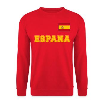Look maillot de l’Espagne – ESPANA avec drapeau - Sweat-shirt Unisexe - rouge - Devant - Alina (178cm) & Michal (187cm)