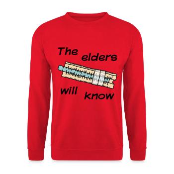 Rechenschieber - The elders will know - dunkel - Unisex Pullover - Rot - Vorne - Alina (178cm) & Michal (187cm)