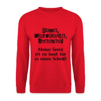 Bunte Seele - Unisex Pullover - Rot - Vorne - Alina (178cm) & Michal (187cm)