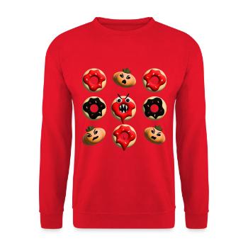 Halloween Donut sehr bissig. - Unisex Pullover - Rot - Vorne - Alina (178cm) & Michal (187cm)