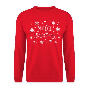 Joyeux Noël Noël Flocons de neige Cadeau - Sweat-shirt Unisexe - rouge - Devant - Alina (178cm) & Michal (187cm)