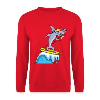 Surfer shark - Unisex Sweatshirt - red - Front - Alina (178cm) & Michal (187cm)