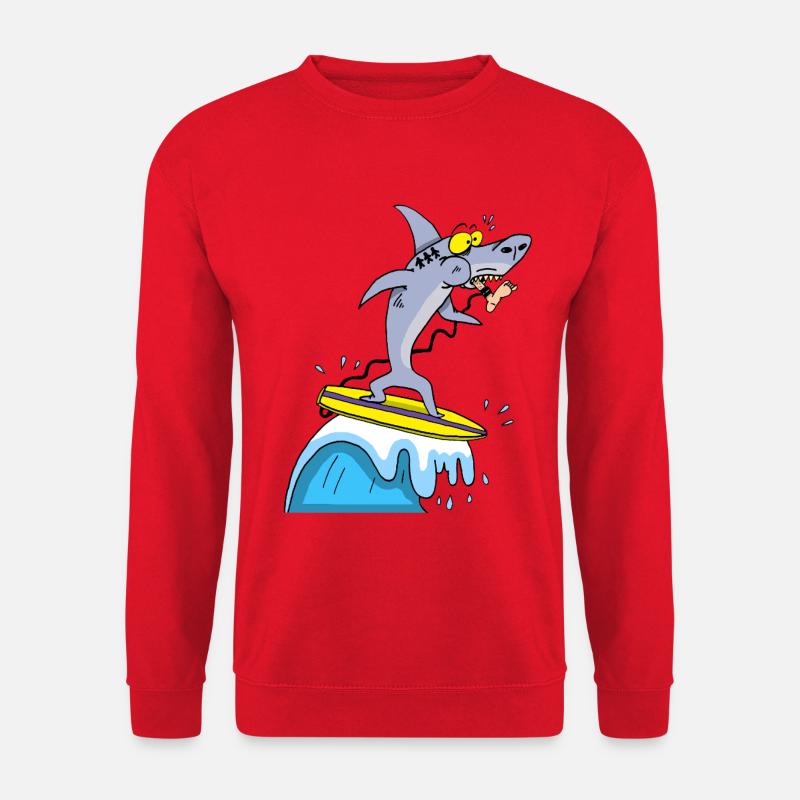 Hai und Surfen - Unisex Pullover - Rot