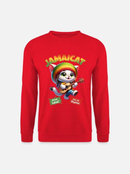Jamaicat Reggae Cat Rasta Jamaica - Unisex Pullover - Rot