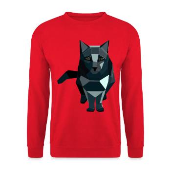 Obsidian style geometric cat - Unisex Sweatshirt - red - Front - Alina (178cm) & Michal (187cm)