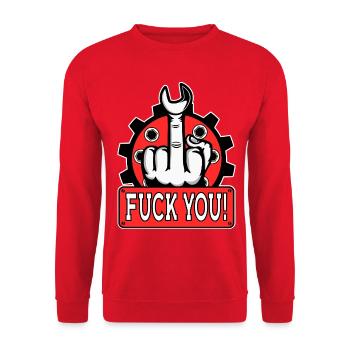 Provocative middle finger statement - Unisex Sweatshirt - red - Front - Alina (178cm) & Michal (187cm)