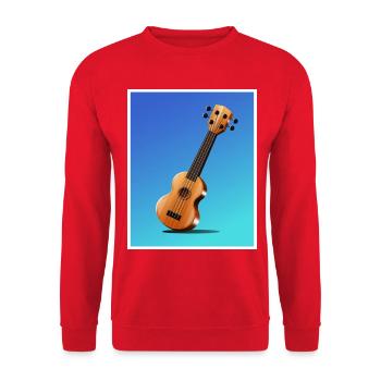 Cartoon Akustikgitarren-Poster - Unisex Pullover - Rot - Vorne - Alina (178cm) & Michal (187cm)