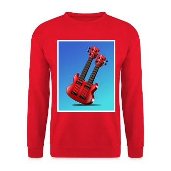 Cartoon rotes Doppelhals-Gitarrenplakat - Unisex Pullover - Rot - Vorne - Alina (178cm) & Michal (187cm)