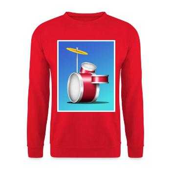 Cartoon Red Drum Kit - Unisex Sweatshirt - red - Front - Alina (178cm) & Michal (187cm)