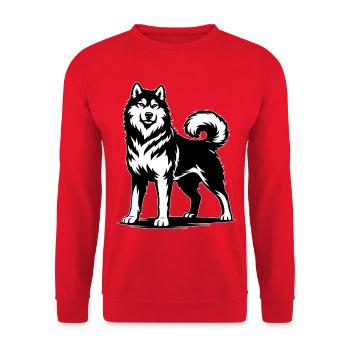Alaskan Malamute in a proud pose - Unisex Sweatshirt - red - Front - Alina (178cm) & Michal (187cm)