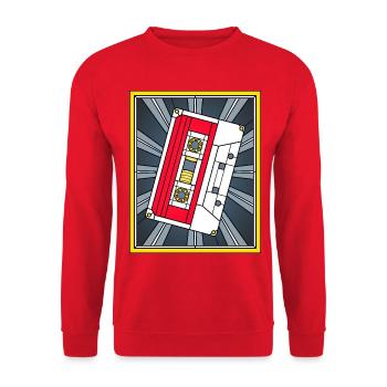 Buntglas-Kassettenbandillustration - Unisex Pullover - Rot - Vorne - Alina (178cm) & Michal (187cm)