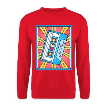 Buntglas-Kassettenbandillustration - Unisex Pullover - Rot - Vorne - Alina (178cm) & Michal (187cm)