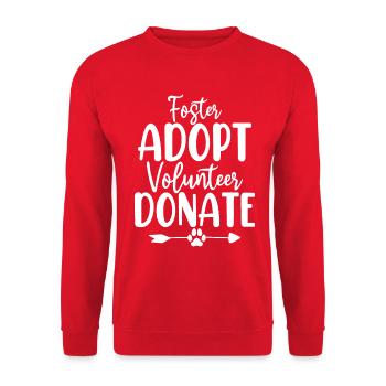 Pflege Adoptieren Freiwillige Spenden Tierheim Hunderettung - Unisex Pullover - Rot - Vorne - Alina (178cm) & Michal (187cm)