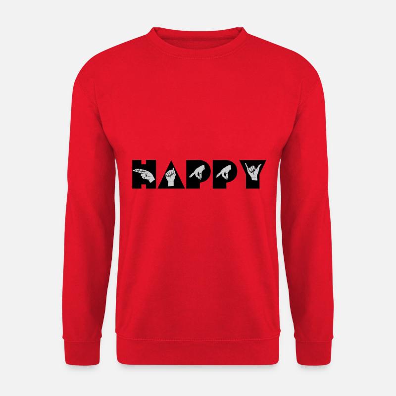 "HAPPY" Gebärden - Unisex Pullover - Rot