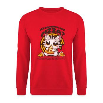 Quelqu’un a-t-il dit pizza ? Quelqu’un a-t-il dit pizza ? - Sweat-shirt Unisexe - rouge - Devant - Alina (178cm) & Michal (187cm)
