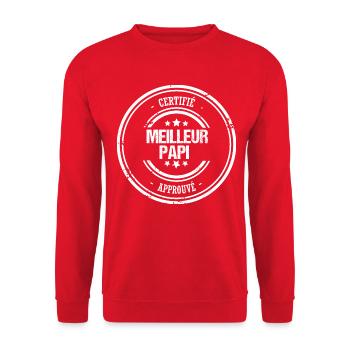 Papi - Cadeau - Meilleur - Certifié - Approuvé - Sweat-shirt Unisexe - rouge - Devant - Alina (178cm) & Michal (187cm)