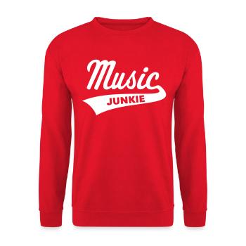 Music Junkie (Musik / Musikjunkie / Musikverrückt) - Unisex Pullover - Rot - Vorne - Alina (178cm) & Michal (187cm)