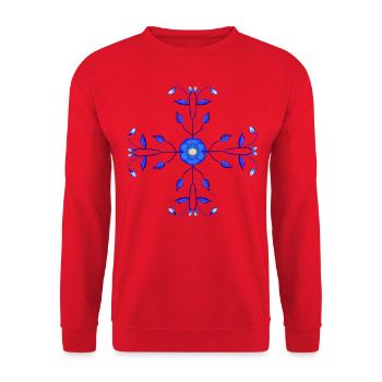 Blue Flower Kross - Unisex Sweatshirt - red - Front - Alina (178cm) & Michal (187cm)