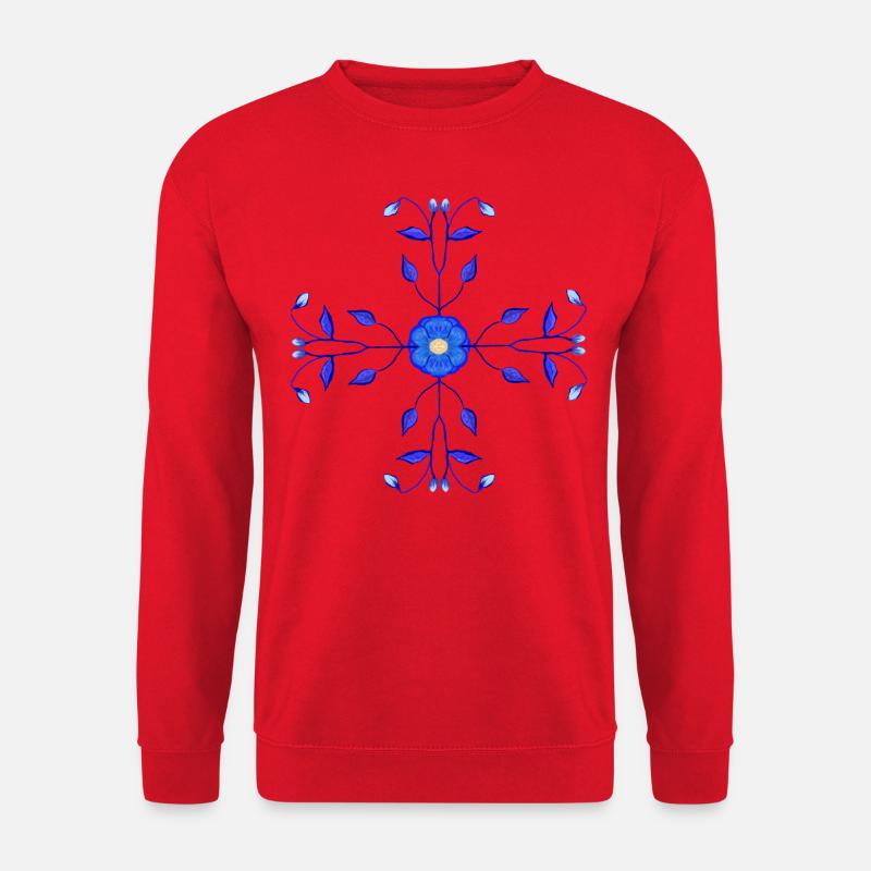Blaue Blume Kross - Unisex Pullover - Rot
