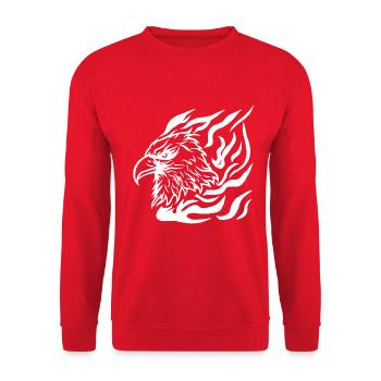 Tête d’aigle avec style de tatouage de flamme - Sweat-shirt Unisexe - rouge - Devant - Alina (178cm) & Michal (187cm)