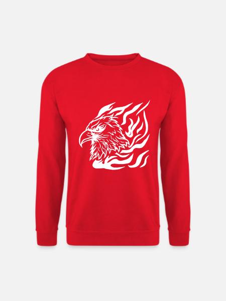 Adlerkopf mit Flammen Tattoo Style - Unisex Pullover - Rot