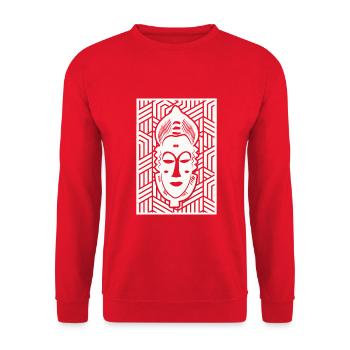 Côte d'ivoire - masque Baoulé - Sweat-shirt Unisexe - rouge - Devant - Alina (178cm) & Michal (187cm)