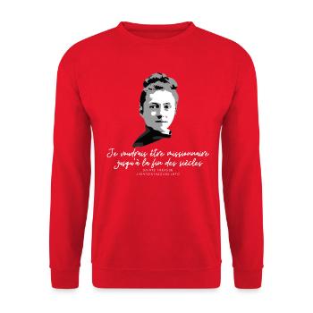 Sainte Therese patronne des missions - Sweat-shirt Unisexe - rouge - Devant - Alina (178cm) & Michal (187cm)
