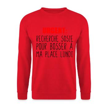 Urgent recherche sosie pour bosser à ma place - Sweat-shirt Unisexe - rouge - Devant - Alina (178cm) & Michal (187cm)