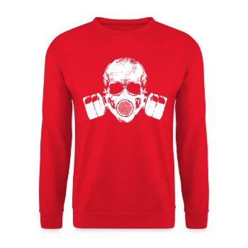 Gasmaske Ultra Skull - Unisex Pullover - Rot - Vorne - Alina (178cm) & Michal (187cm)